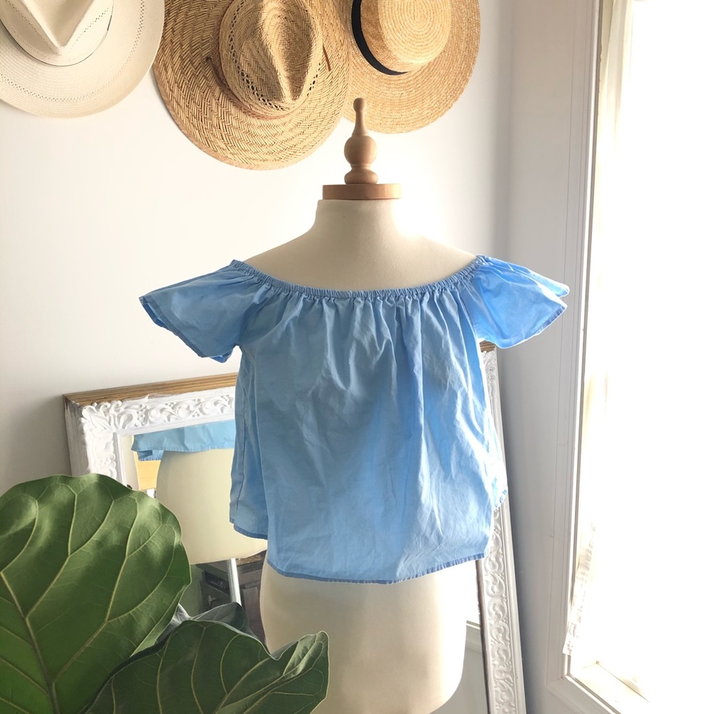 Minimalist blue farmcore cottagecore peasant top